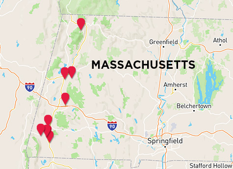 Map of NBT Bank Offices in Massachusetts