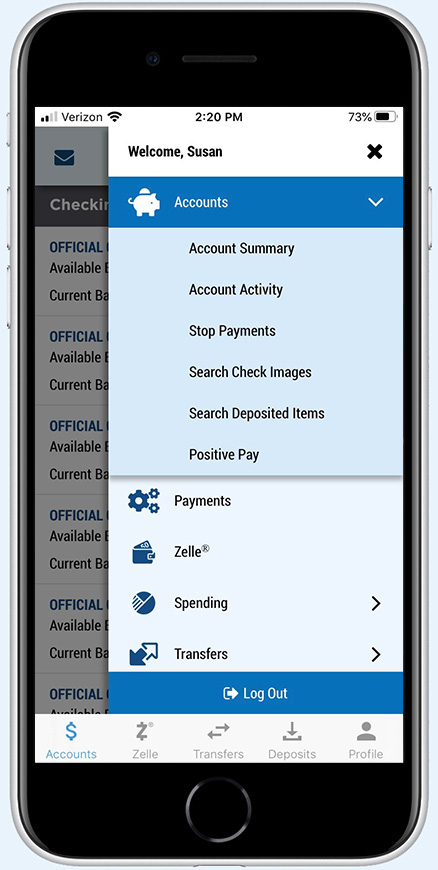 NBT Business Mobile Banking Screen