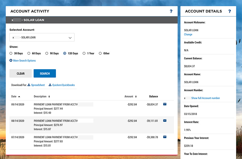 NBT Digital Banking loan detail screen