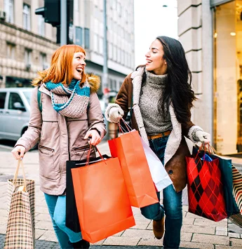 Young women shopping