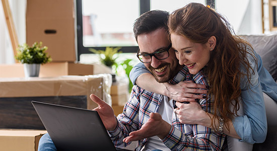 Couple with laptop