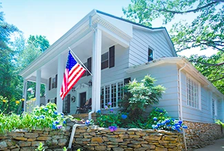 Residential Home with US Flag