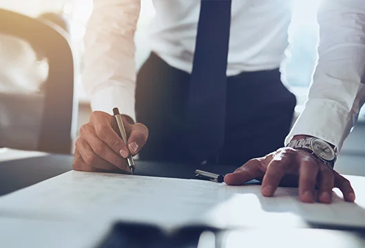 Business woman accepting card payment